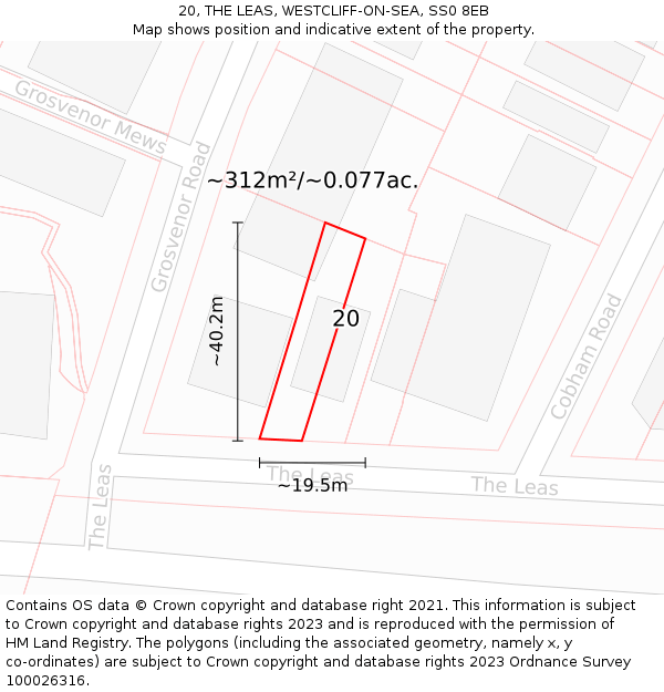 20, THE LEAS, WESTCLIFF-ON-SEA, SS0 8EB: Plot and title map