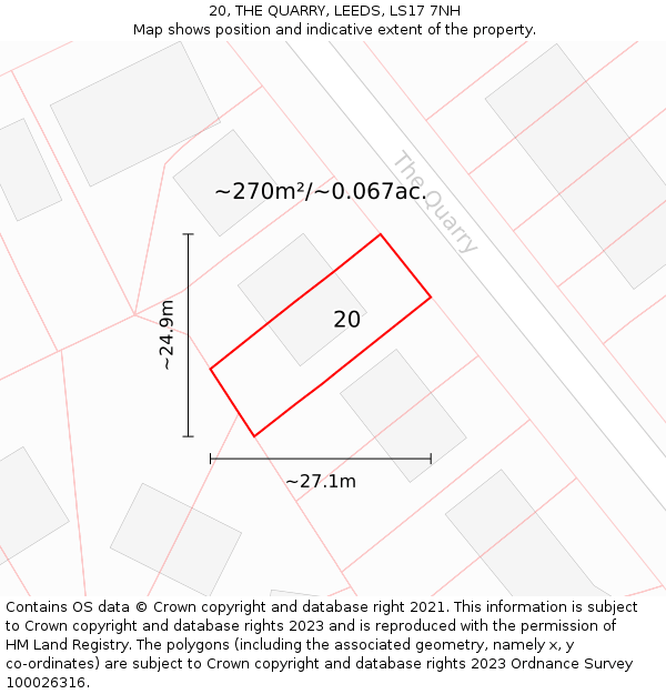 20, THE QUARRY, LEEDS, LS17 7NH: Plot and title map