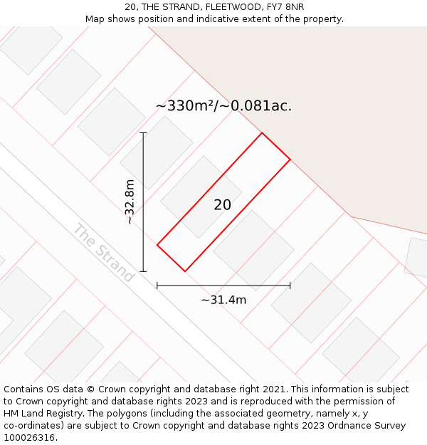 20, THE STRAND, FLEETWOOD, FY7 8NR: Plot and title map