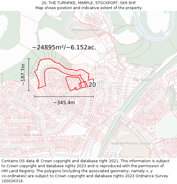 20, THE TURNPIKE, MARPLE, STOCKPORT, SK6 6HF: Plot and title map