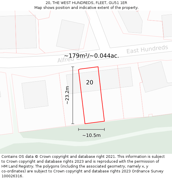 20, THE WEST HUNDREDS, FLEET, GU51 1ER: Plot and title map