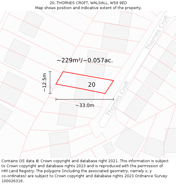 20, THORNES CROFT, WALSALL, WS9 9ED: Plot and title map
