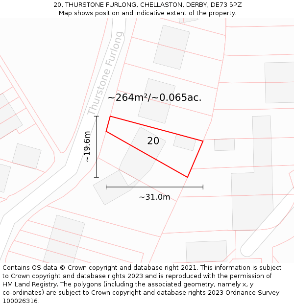 20, THURSTONE FURLONG, CHELLASTON, DERBY, DE73 5PZ: Plot and title map