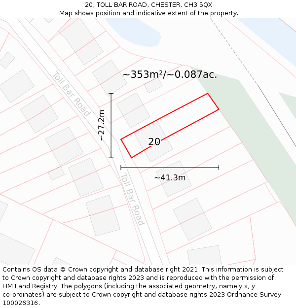 20, TOLL BAR ROAD, CHESTER, CH3 5QX: Plot and title map