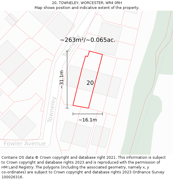 20, TOWNELEY, WORCESTER, WR4 0RH: Plot and title map