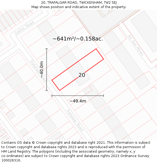 20, TRAFALGAR ROAD, TWICKENHAM, TW2 5EJ: Plot and title map