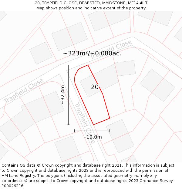 20, TRAPFIELD CLOSE, BEARSTED, MAIDSTONE, ME14 4HT: Plot and title map