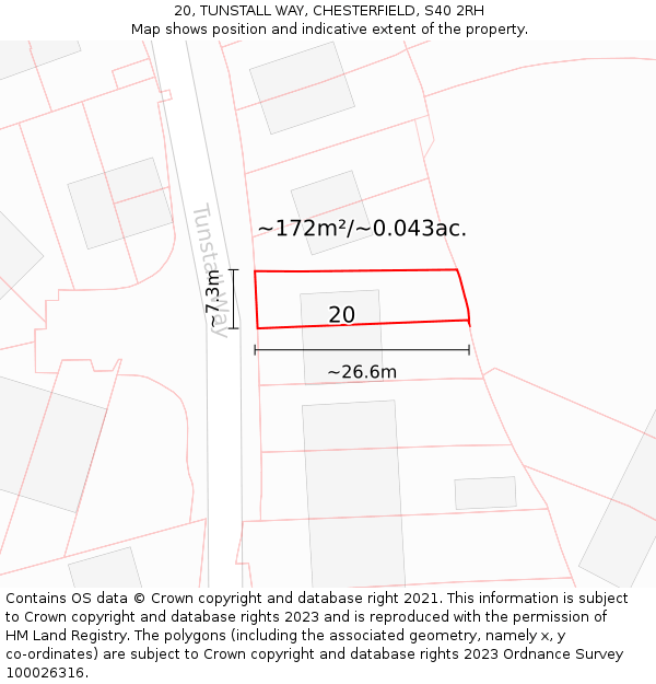 20, TUNSTALL WAY, CHESTERFIELD, S40 2RH: Plot and title map