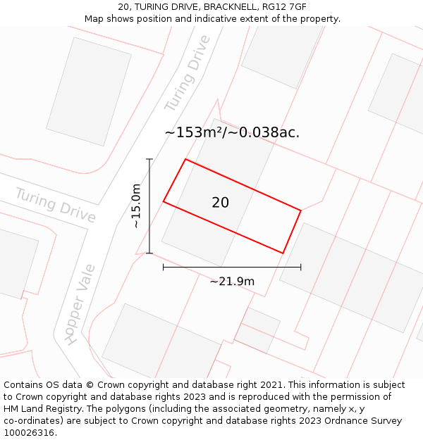 20, TURING DRIVE, BRACKNELL, RG12 7GF: Plot and title map
