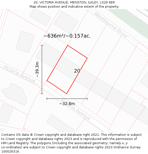 20, VICTORIA AVENUE, MENSTON, ILKLEY, LS29 6ER: Plot and title map