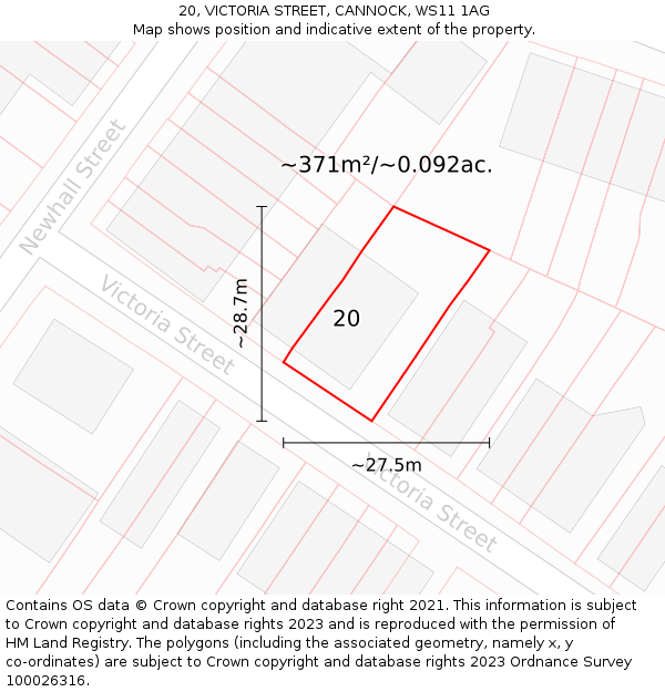 20, VICTORIA STREET, CANNOCK, WS11 1AG: Plot and title map