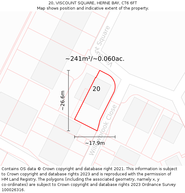 20, VISCOUNT SQUARE, HERNE BAY, CT6 6FT: Plot and title map