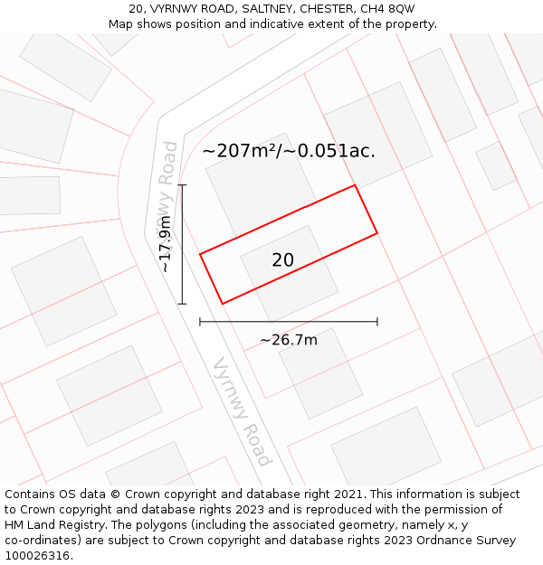 20, VYRNWY ROAD, SALTNEY, CHESTER, CH4 8QW: Plot and title map