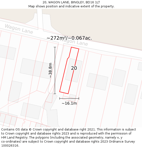 20, WAGON LANE, BINGLEY, BD16 1LT: Plot and title map