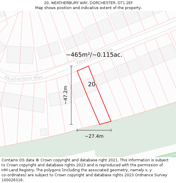 20, WEATHERBURY WAY, DORCHESTER, DT1 2EF: Plot and title map