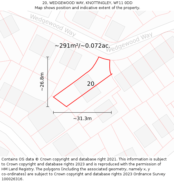 20, WEDGEWOOD WAY, KNOTTINGLEY, WF11 0DD: Plot and title map