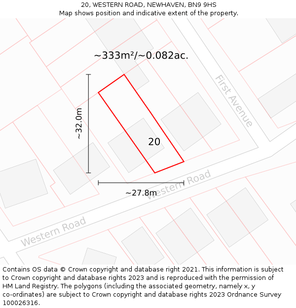 20, WESTERN ROAD, NEWHAVEN, BN9 9HS: Plot and title map