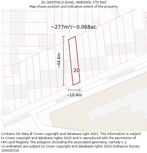 20, WESTFIELD ROAD, MARGATE, CT9 5NZ: Plot and title map