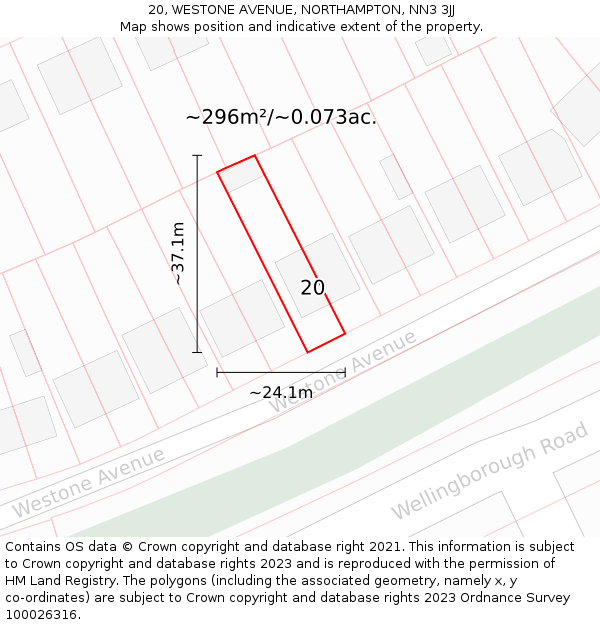 20, WESTONE AVENUE, NORTHAMPTON, NN3 3JJ: Plot and title map