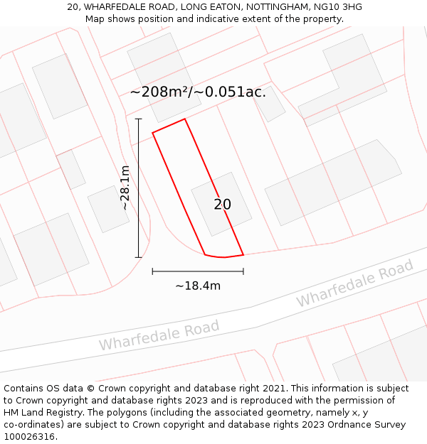 20, WHARFEDALE ROAD, LONG EATON, NOTTINGHAM, NG10 3HG: Plot and title map