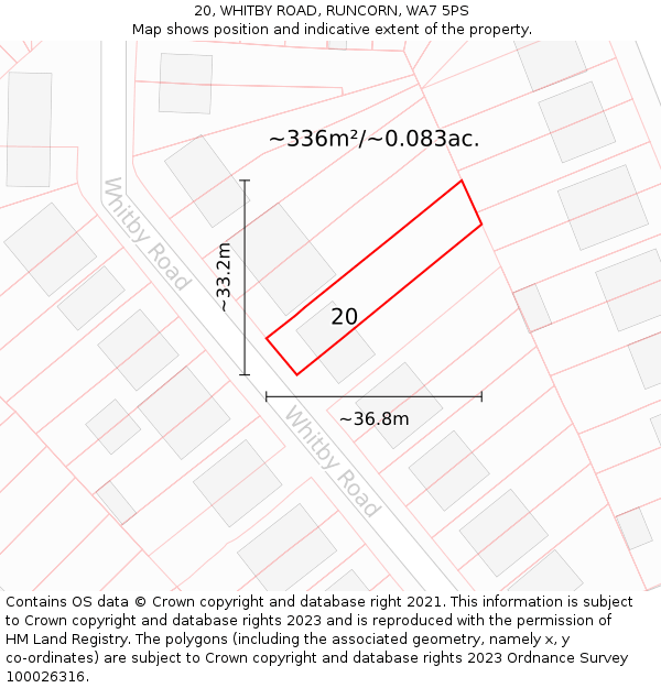 20, WHITBY ROAD, RUNCORN, WA7 5PS: Plot and title map