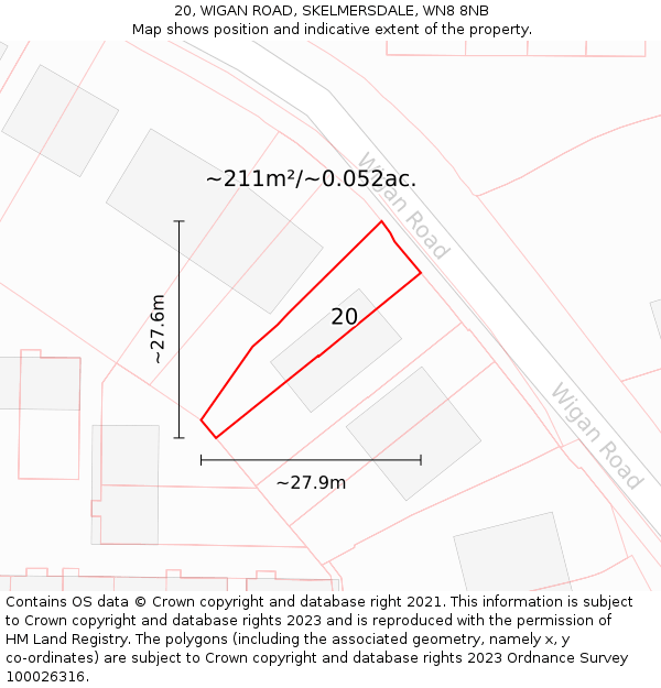 20, WIGAN ROAD, SKELMERSDALE, WN8 8NB: Plot and title map