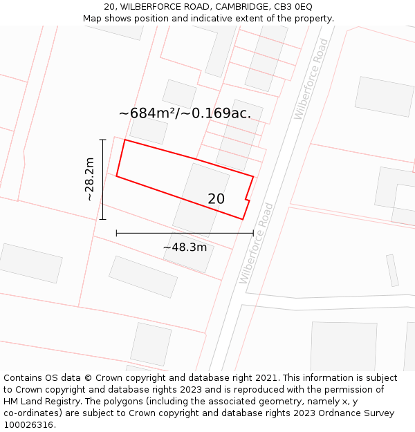 20, WILBERFORCE ROAD, CAMBRIDGE, CB3 0EQ: Plot and title map