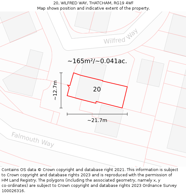 20, WILFRED WAY, THATCHAM, RG19 4WF: Plot and title map