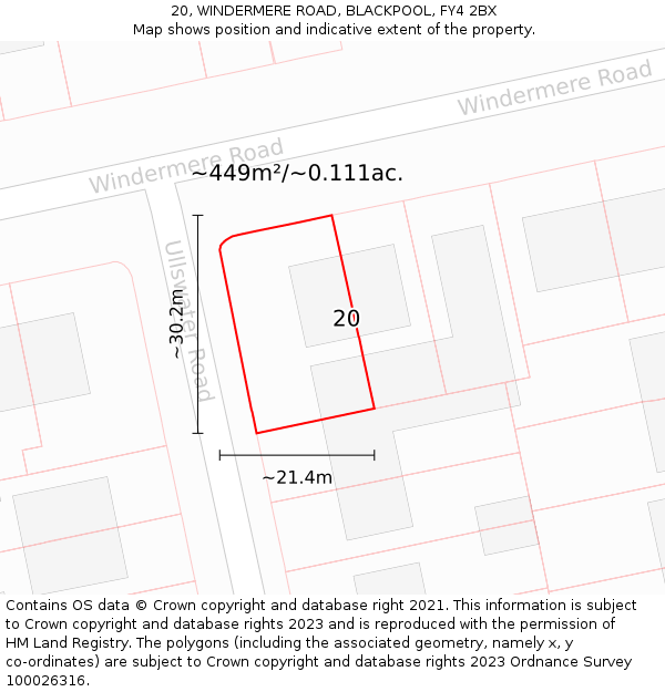 20, WINDERMERE ROAD, BLACKPOOL, FY4 2BX: Plot and title map