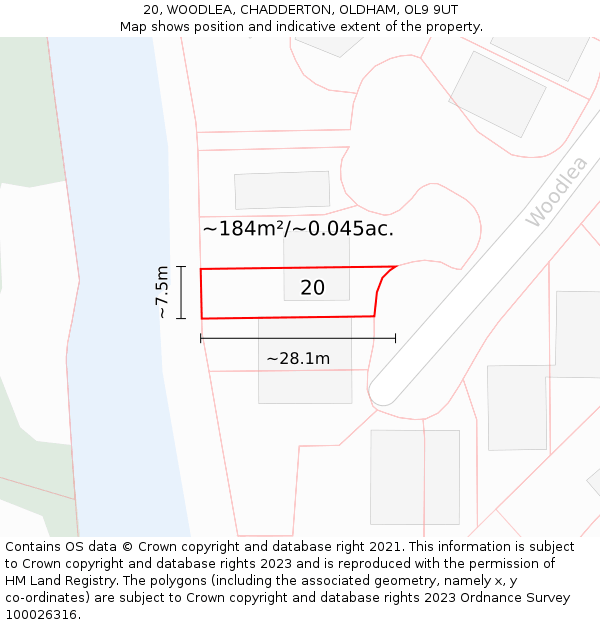 20, WOODLEA, CHADDERTON, OLDHAM, OL9 9UT: Plot and title map