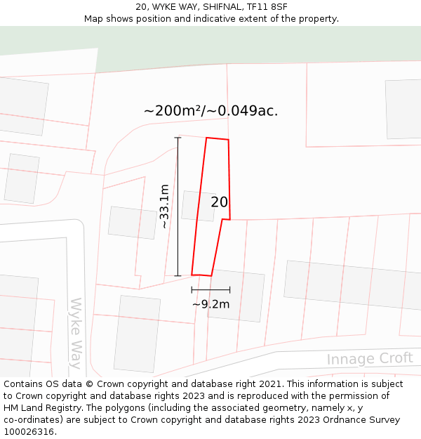 20, WYKE WAY, SHIFNAL, TF11 8SF: Plot and title map