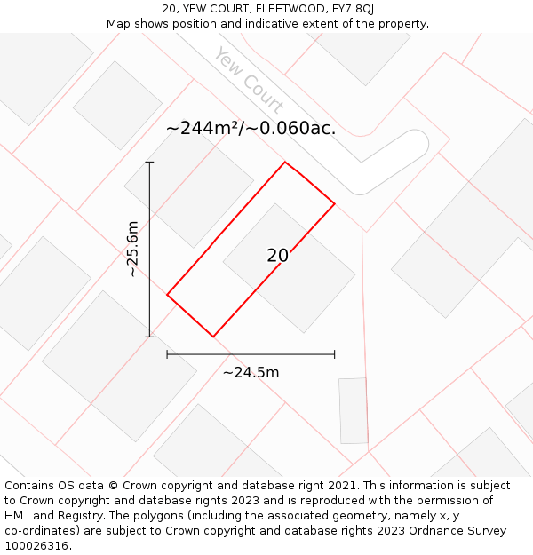 20, YEW COURT, FLEETWOOD, FY7 8QJ: Plot and title map