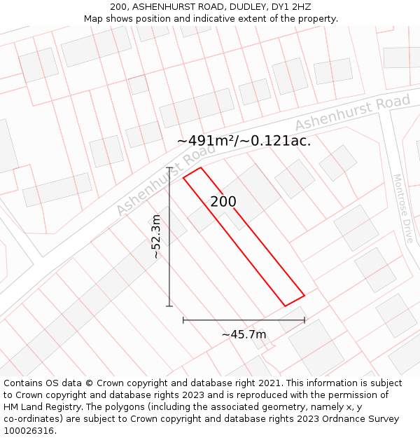 200, ASHENHURST ROAD, DUDLEY, DY1 2HZ: Plot and title map