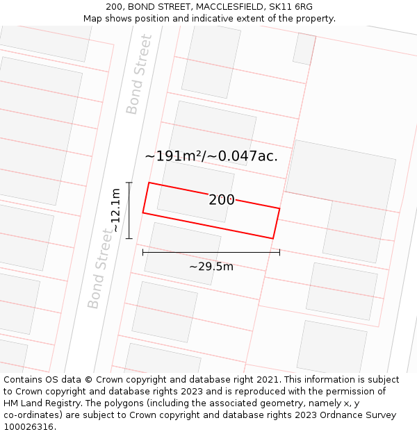 200, BOND STREET, MACCLESFIELD, SK11 6RG: Plot and title map