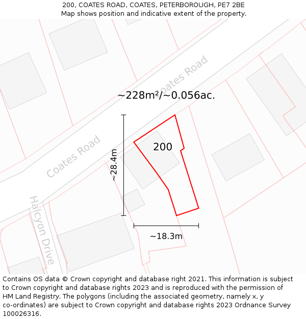 200, COATES ROAD, COATES, PETERBOROUGH, PE7 2BE: Plot and title map