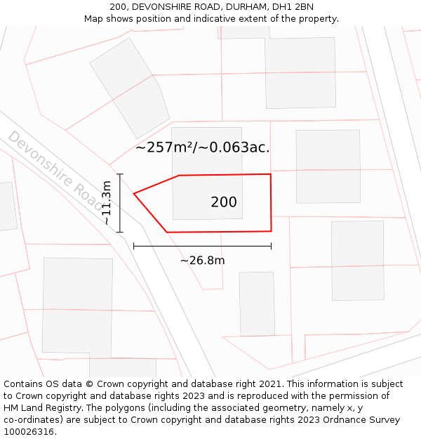 200, DEVONSHIRE ROAD, DURHAM, DH1 2BN: Plot and title map