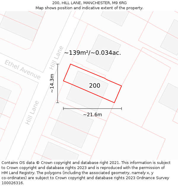 200, HILL LANE, MANCHESTER, M9 6RG: Plot and title map