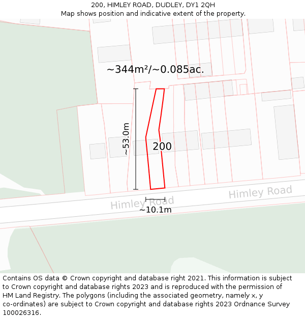 200, HIMLEY ROAD, DUDLEY, DY1 2QH: Plot and title map