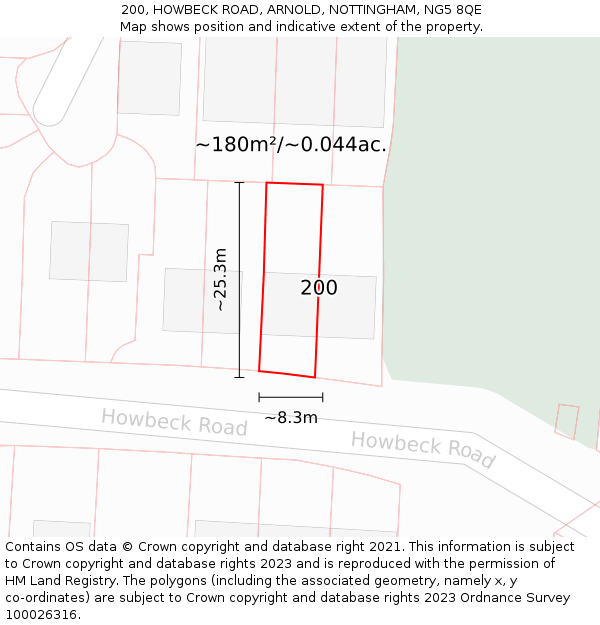 200, HOWBECK ROAD, ARNOLD, NOTTINGHAM, NG5 8QE: Plot and title map