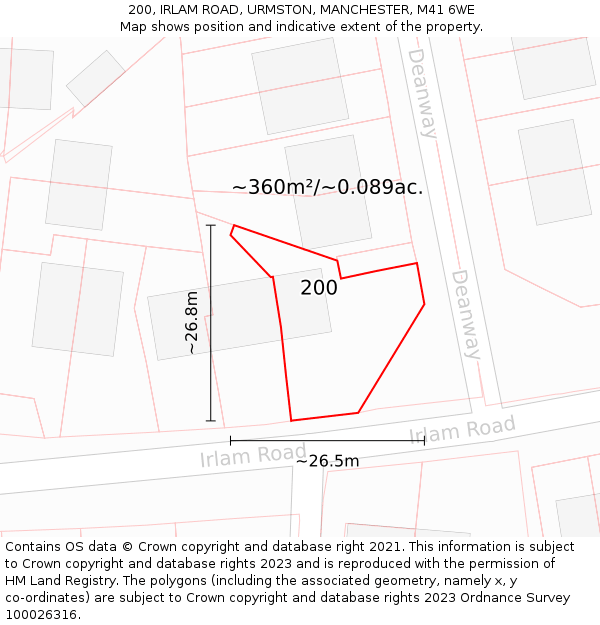 200, IRLAM ROAD, URMSTON, MANCHESTER, M41 6WE: Plot and title map