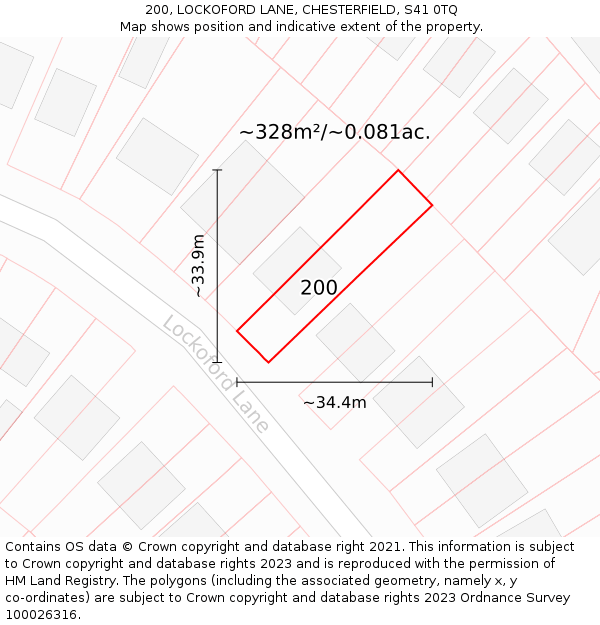 200, LOCKOFORD LANE, CHESTERFIELD, S41 0TQ: Plot and title map