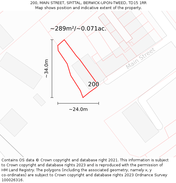 200, MAIN STREET, SPITTAL, BERWICK-UPON-TWEED, TD15 1RR: Plot and title map