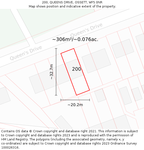 200, QUEENS DRIVE, OSSETT, WF5 0NR: Plot and title map
