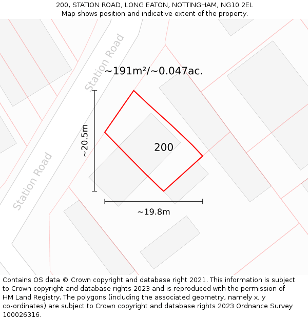 200, STATION ROAD, LONG EATON, NOTTINGHAM, NG10 2EL: Plot and title map