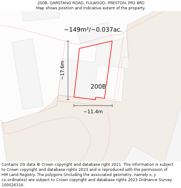 200B, GARSTANG ROAD, FULWOOD, PRESTON, PR2 8RD: Plot and title map