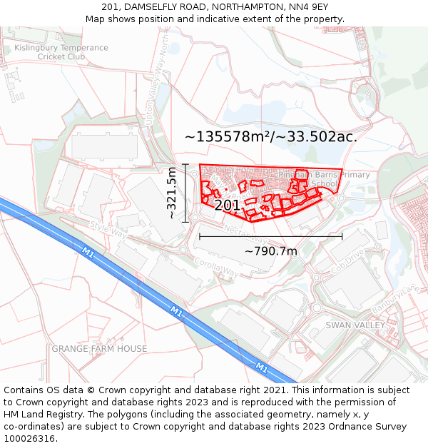 201, DAMSELFLY ROAD, NORTHAMPTON, NN4 9EY: Plot and title map