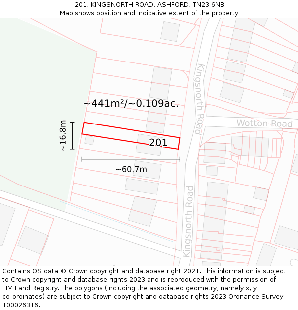 201, KINGSNORTH ROAD, ASHFORD, TN23 6NB: Plot and title map