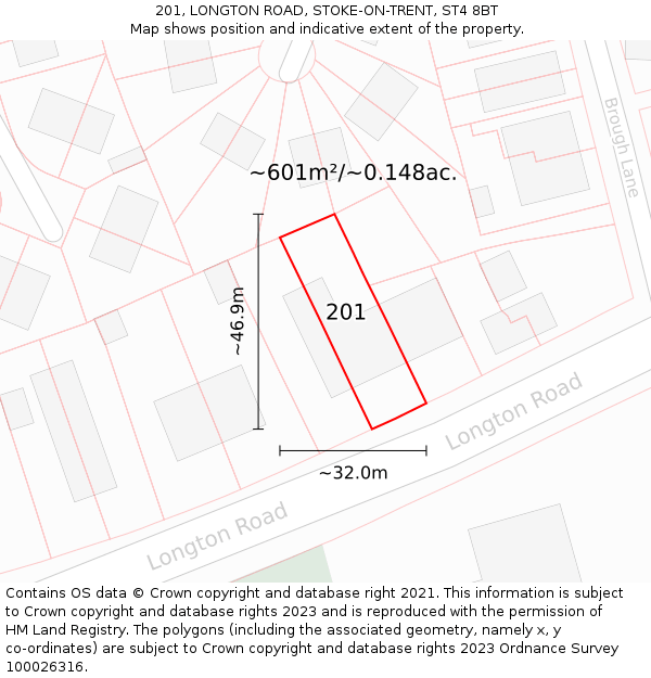 201, LONGTON ROAD, STOKE-ON-TRENT, ST4 8BT: Plot and title map