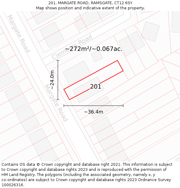 201, MARGATE ROAD, RAMSGATE, CT12 6SY: Plot and title map