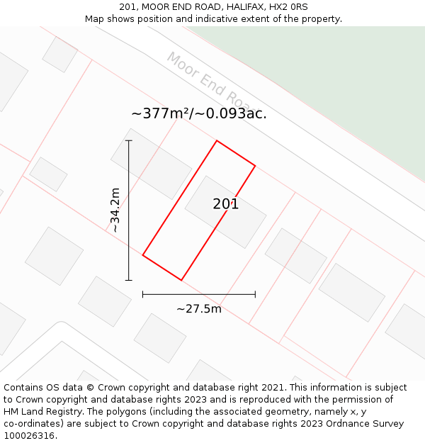 201, MOOR END ROAD, HALIFAX, HX2 0RS: Plot and title map